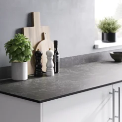 GoodHome 12mm Nepeta Matt Grey Paper & Resin Square Edge Kitchen Worktop, (L)2000mm -Goodhome goodhome 12mm nepeta matt grey paper resin square edge kitchen worktop l 2000mm3663602636892 23i