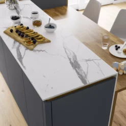 GoodHome 12mm Nepeta Matt White Marble Effect Paper & Resin Square Edge Kitchen Breakfast Bar, (L)2000mm 5 GoodHome 12mm Nepeta Matt White Marble Effect Paper & Resin Square Edge Kitchen Breakfast Bar, (L)2000mm -Goodhome goodhome 12mm nepeta matt white marble effect paper resin square edge kitchen breakfast bar l 2000mm5059340483245 01i
