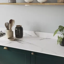 GoodHome 12mm Nepeta Matt White Marble Effect Paper & Resin Square Edge Kitchen Worktop, (L)3000mm 17 GoodHome 12mm Nepeta Matt White Marble Effect Paper & Resin Square Edge Kitchen Worktop, (L)3000mm -Goodhome goodhome 12mm nepeta matt white marble effect paper resin square edge kitchen worktop l 3000mm5059340483245 02i