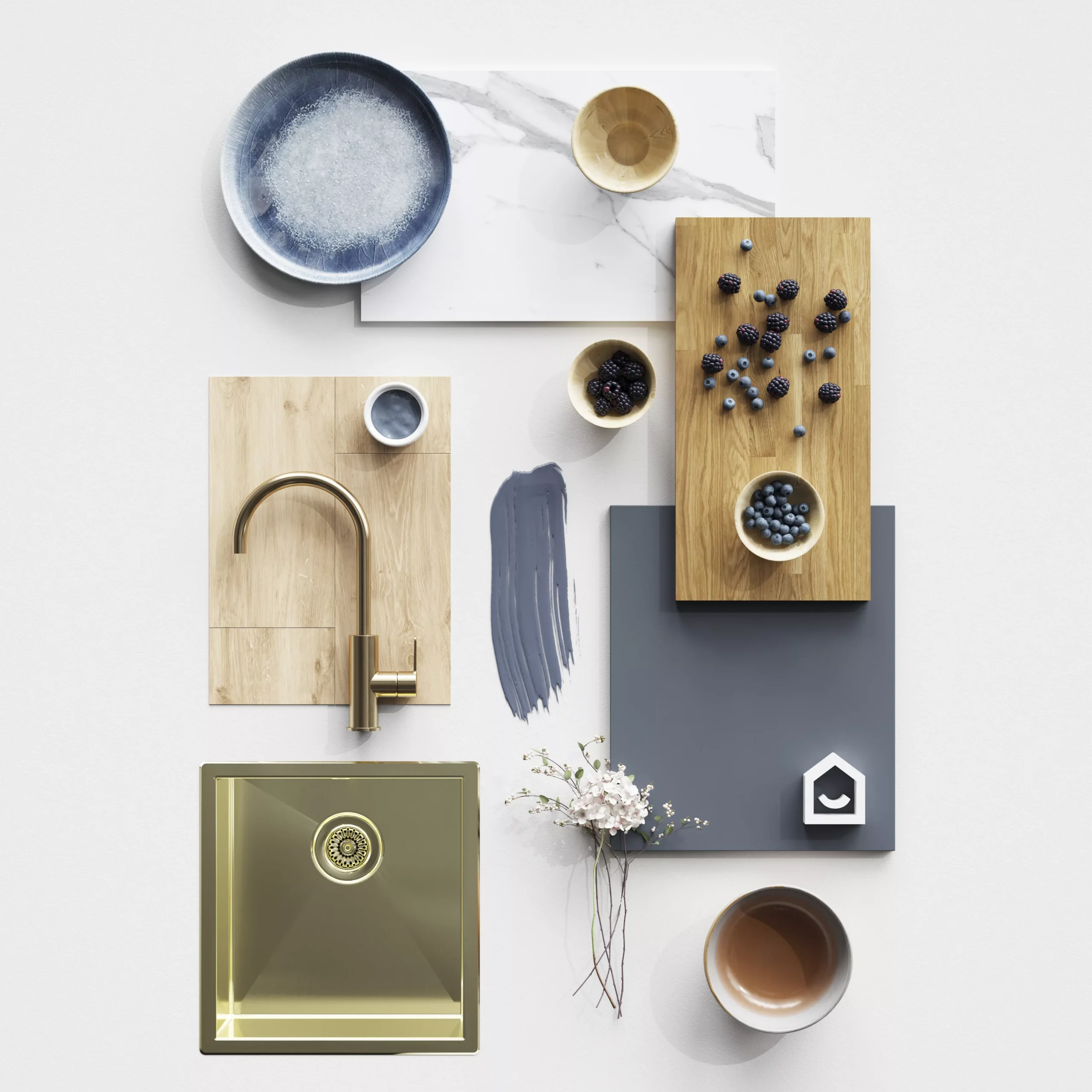 GoodHome 12mm Nepeta Matt White Marble Effect Paper & Resin Square Edge Kitchen Worktop, (L)3000mm 11 GoodHome 12mm Nepeta Matt White Marble Effect Paper & Resin Square Edge Kitchen Worktop, (L)3000mm - Image 11