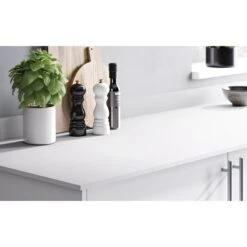 GoodHome 12mm Nepeta Matt White Stone Effect Paper & Resin Square Edge Kitchen Breakfast Bar, (L)2000mm -Goodhome goodhome 12mm nepeta matt white stone effect paper resin square edge kitchen breakfast bar l 2000mm3663602636908 02i bq