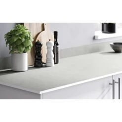 GoodHome 12mm Nepeta Matt White Stone Effect Paper & Resin Square Edge Kitchen Breakfast Bar, (L)2000mm -Goodhome goodhome 12mm nepeta matt white stone effect paper resin square edge kitchen breakfast bar l 2000mm3663602636908 04i bq