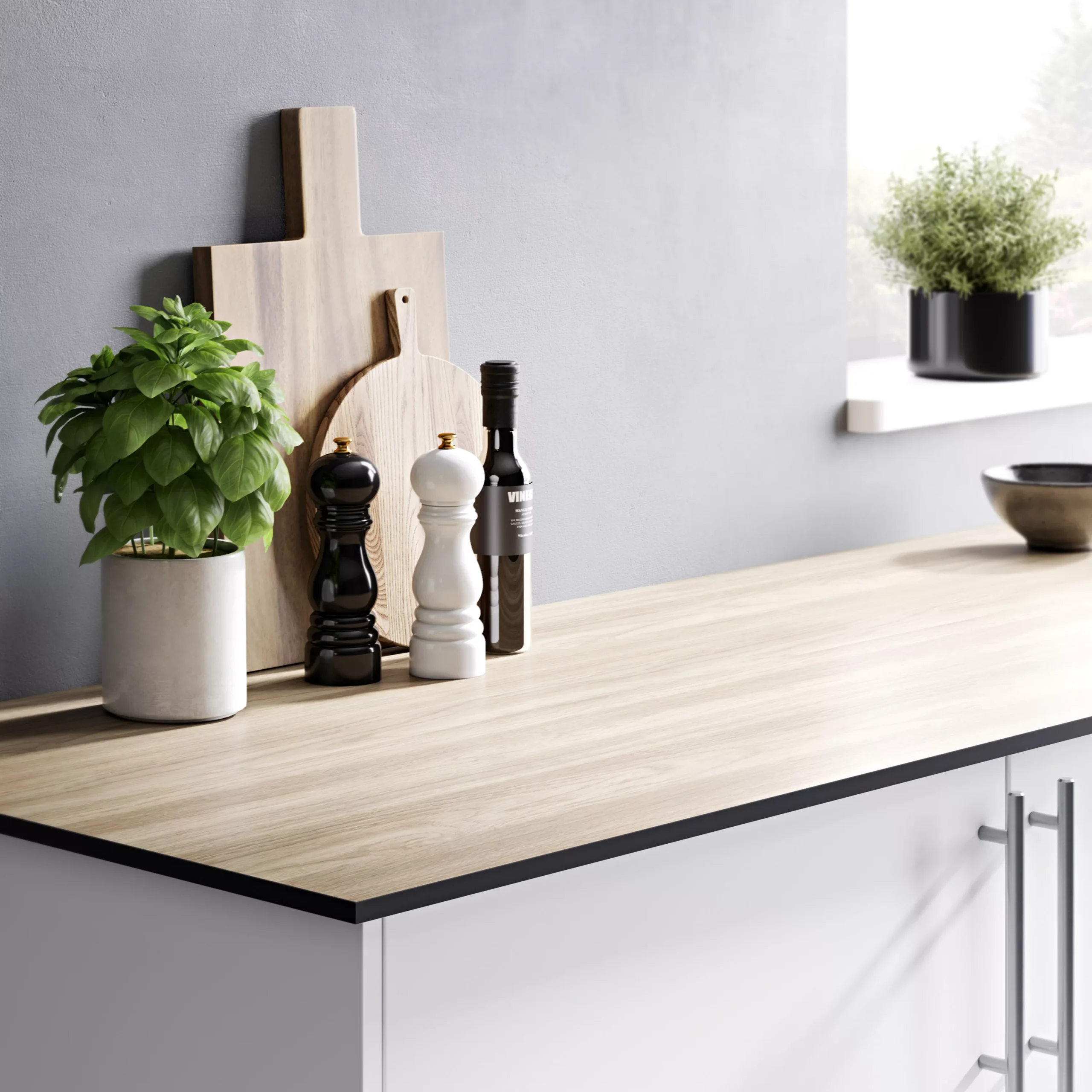 GoodHome 12mm Nepeta Matt Wood Effect Paper & Resin Square Edge Kitchen Breakfast Bar, (L)2000mm 4 GoodHome 12mm Nepeta Matt Wood Effect Paper & Resin Square Edge Kitchen Breakfast Bar, (L)2000mm - Image 4