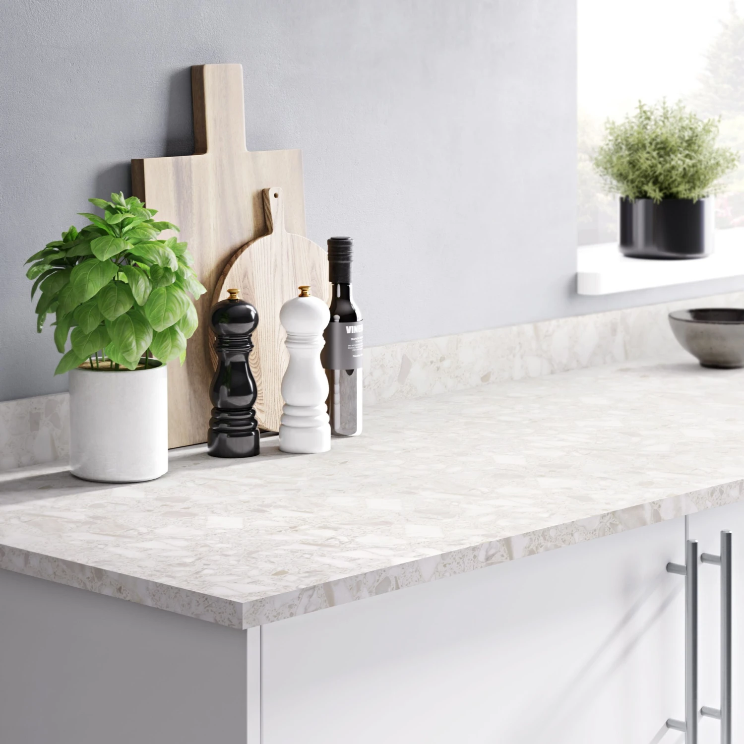 GoodHome 22mm Algiata Matt Beige Marble Effect Chipboard & Laminate Square Edge Kitchen Worktop, (L)3000mm 4 GoodHome 22mm Algiata Matt Beige Marble Effect Chipboard & Laminate Square Edge Kitchen Worktop, (L)3000mm - Image 4
