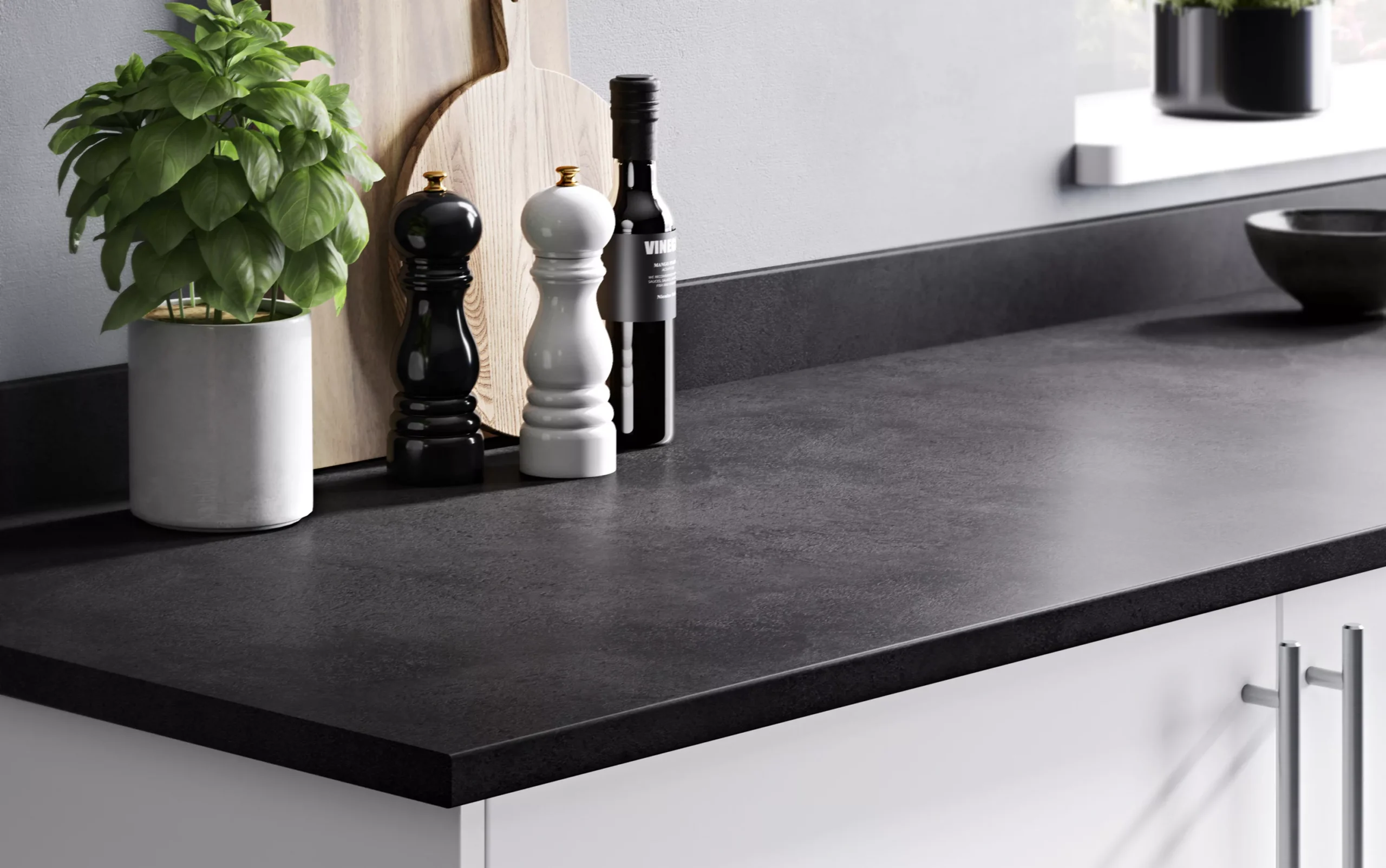 GoodHome 22mm Algiata Matt Grey Stone Effect Laminate & Particle Board Post-formed Kitchen Breakfast Bar, (L)2000mm 6 GoodHome 22mm Algiata Matt Grey Stone Effect Laminate & Particle Board Post-formed Kitchen Breakfast Bar, (L)2000mm - Image 6