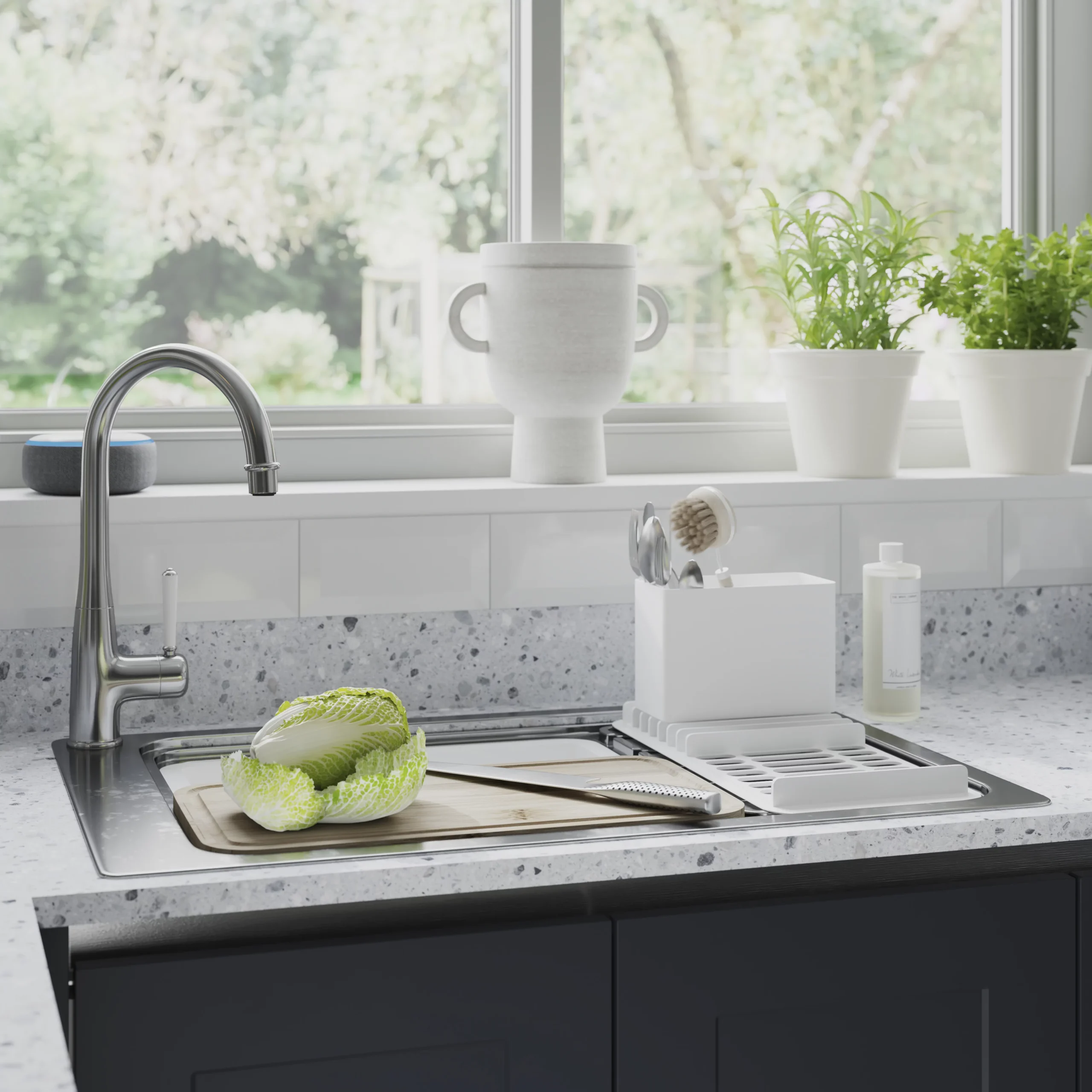 GoodHome 22mm Algiata Matt Grey Terrazzo Effect Chipboard & Laminate Square Edge Kitchen Breakfast Bar, (L)2000mm 3 GoodHome 22mm Algiata Matt Grey Terrazzo Effect Chipboard & Laminate Square Edge Kitchen Breakfast Bar, (L)2000mm - Image 3