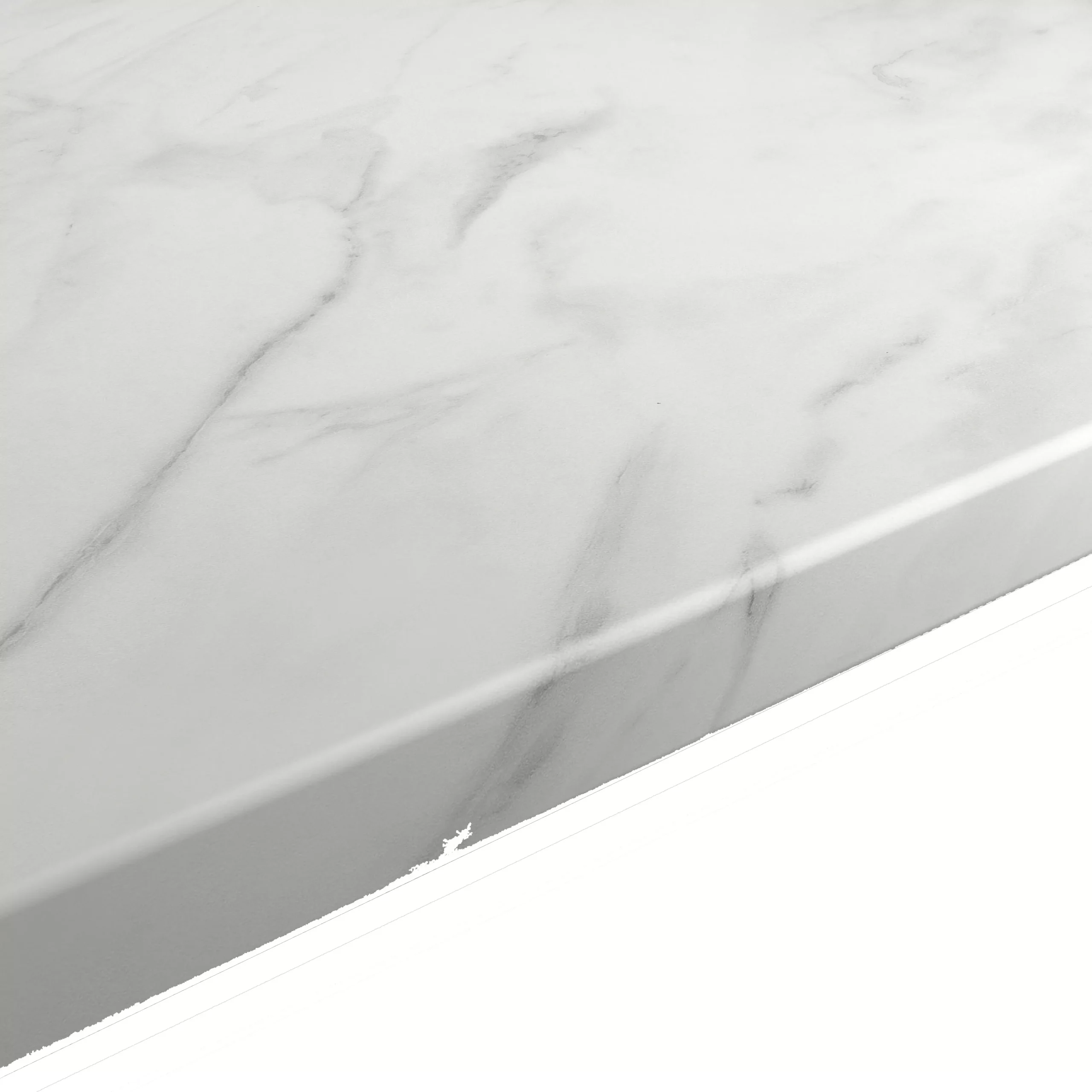 GoodHome 22mm Algiata Matt White Marble Effect Chipboard & Laminate Post-formed Kitchen Worktop, (L)3000mm 1 GoodHome 22mm Algiata Matt White Marble Effect Chipboard & Laminate Post-formed Kitchen Worktop, (L)3000mm