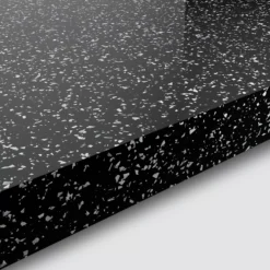 GoodHome 38mm Berberis Gloss Black Star Effect Chipboard & Laminate Square Edge Kitchen Worktop, (L)3000mm