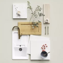 GoodHome 38mm Berberis Satin White Laminate & Particle Board Square Edge Kitchen Worktop, (L)3000mm -Goodhome goodhome 38mm berberis satin white laminate particle board square edge kitchen worktop l 3000mm3663602654001 20i