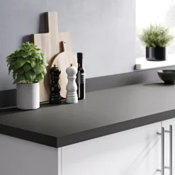 GoodHome 38mm Berberis Super Matt Zinc Anthracite Laminate & Particle Board Square Edge Kitchen Breakfast Bar, (L)2000mm -Goodhome goodhome 38mm berberis super matt zinc anthracite laminate particle board square edge kitchen breakfast bar l 2000mm3663602635215 21i BQ