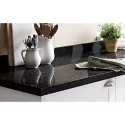 GoodHome 38mm Kabsa Gloss Black Granite Effect Laminate Post-formed Kitchen Worktop, (L)3000mm 15 GoodHome 38mm Kabsa Gloss Black Granite Effect Laminate Post-formed Kitchen Worktop, (L)3000mm -Goodhome goodhome 38mm kabsa gloss black granite effect laminate post formed kitchen worktop l 3000mm3663602635383 02i bq