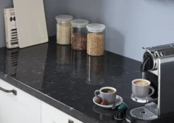 GoodHome 38mm Kabsa Gloss Black Granite Effect Laminate Post-formed Kitchen Worktop, (L)3000mm 21 GoodHome 38mm Kabsa Gloss Black Granite Effect Laminate Post-formed Kitchen Worktop, (L)3000mm -Goodhome goodhome 38mm kabsa gloss black granite effect laminate post formed kitchen worktop l 3000mm3663602635383 25i