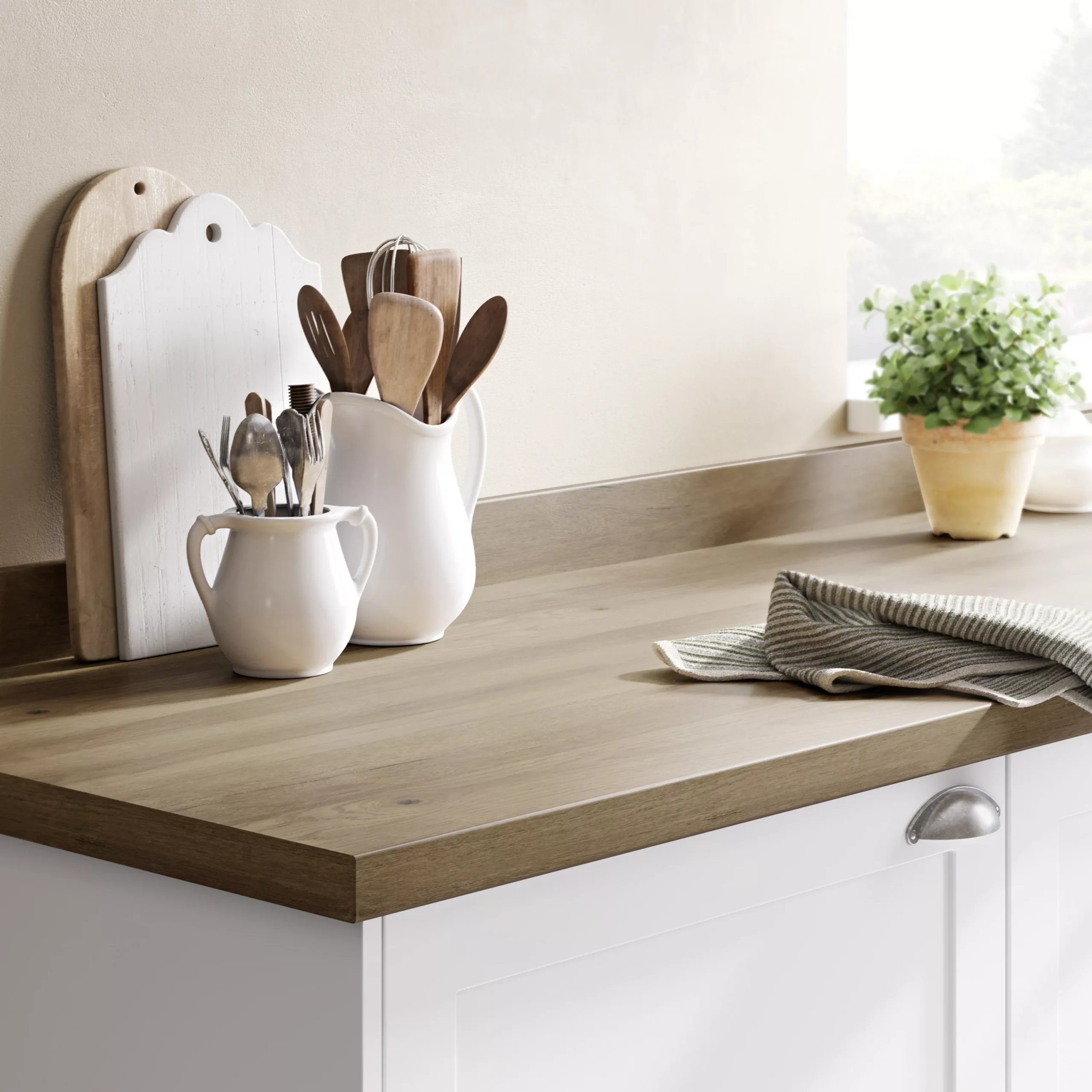 GoodHome 38mm Kabsa Matt Rustic Wood Effect Laminate & Particle Board Post-formed Kitchen Breakfast Bar, (L)2000mm 3 GoodHome 38mm Kabsa Matt Rustic Wood Effect Laminate & Particle Board Post-formed Kitchen Breakfast Bar, (L)2000mm - Image 3