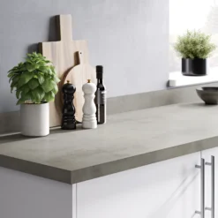 GoodHome 38mm Kala Matt Grey Concrete Effect Laminate & Particle Board Square Edge Kitchen Breakfast Bar, (L)2000mm -Goodhome goodhome 38mm kala matt grey concrete effect laminate particle board square edge kitchen breakfast bar l 2000mm3663602635123 01i bq