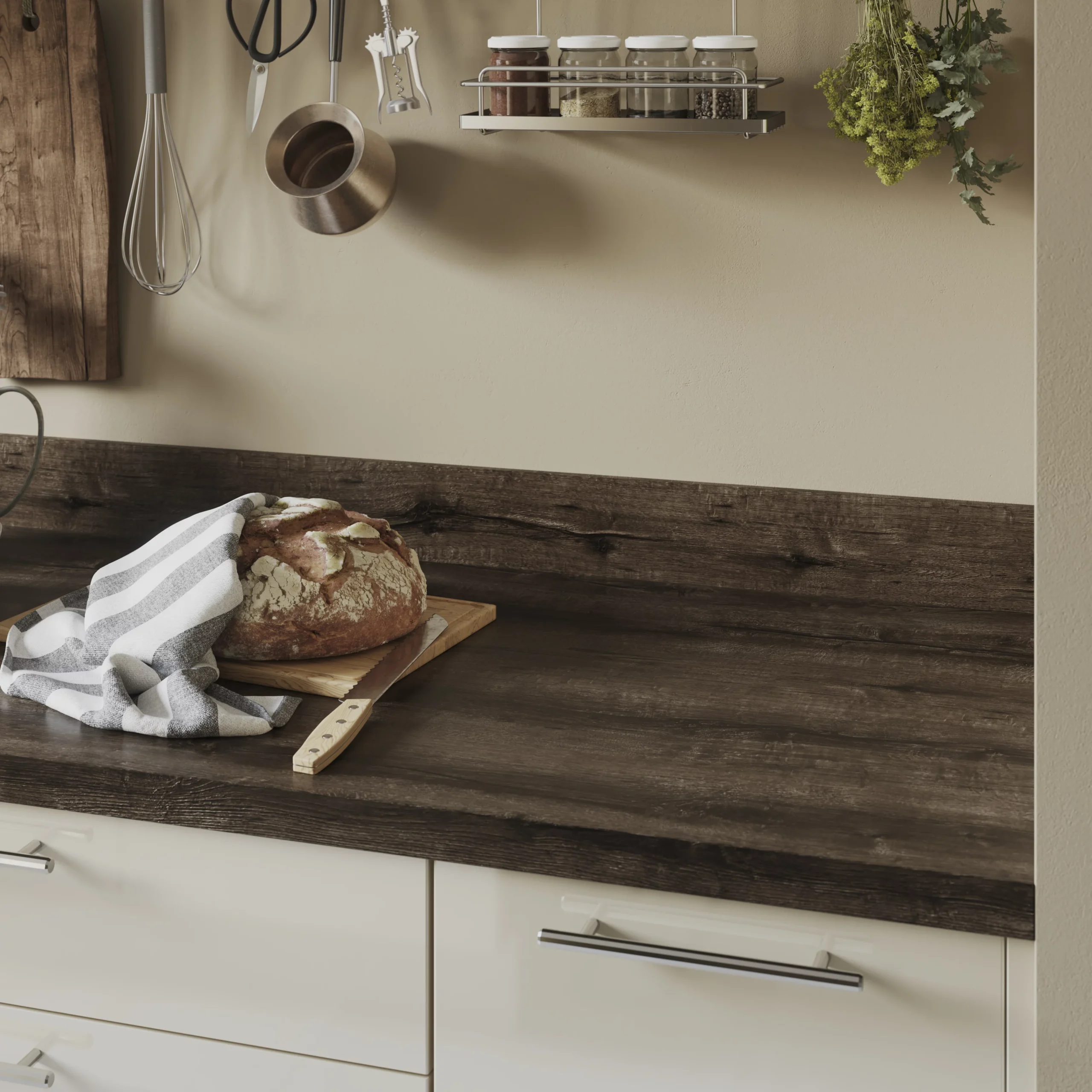 GoodHome 38mm Kala Matt Rustic Wood Effect Laminate & Particle Board Square Edge Kitchen Worktop, (L)3000mm 2 GoodHome 38mm Kala Matt Rustic Wood Effect Laminate & Particle Board Square Edge Kitchen Worktop, (L)3000mm - Image 2