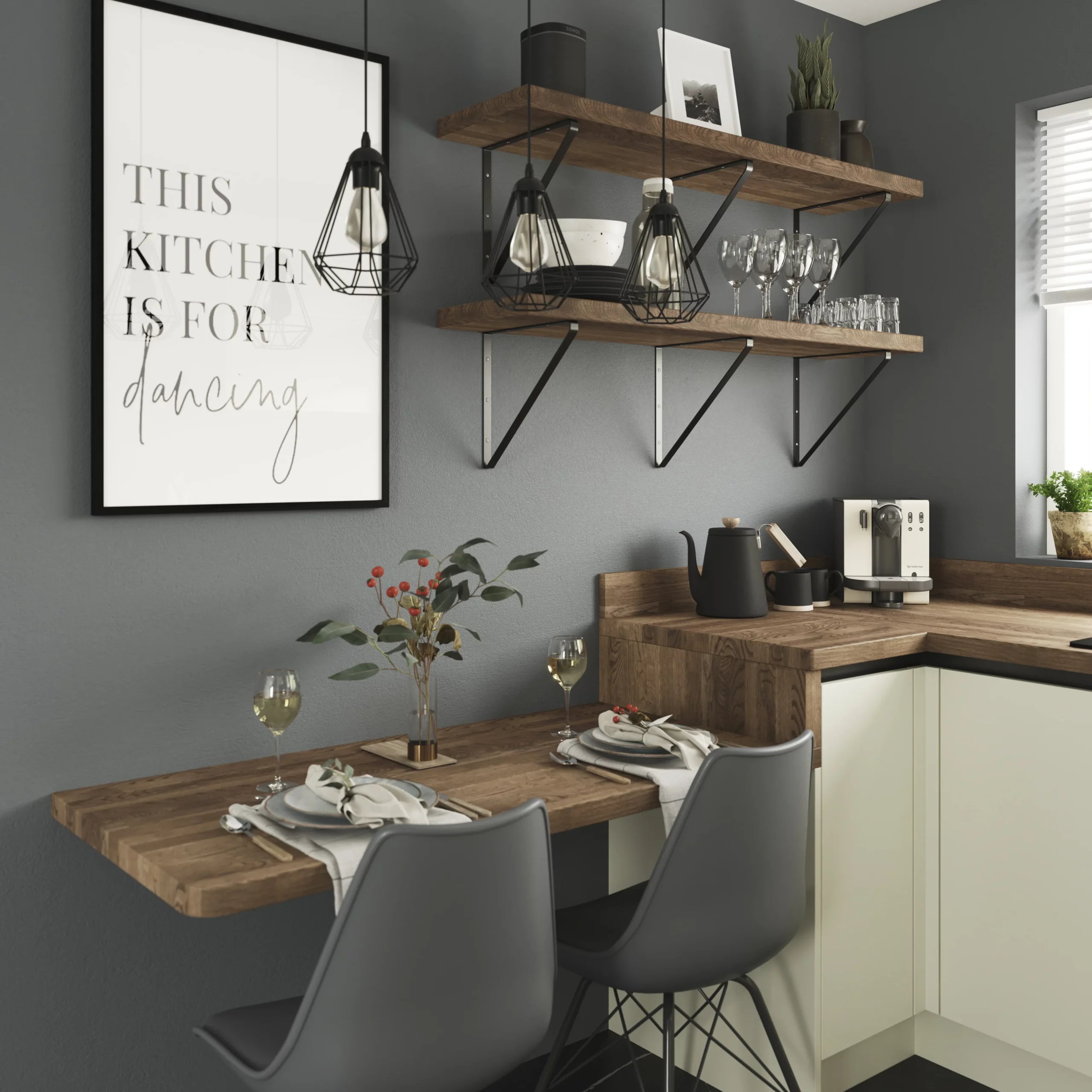 GoodHome 40mm Hinita Stained Dark Wood Effect Solid Oak Square Edge Kitchen Worktop, (L)3000mm 3 GoodHome 40mm Hinita Stained Dark Wood Effect Solid Oak Square Edge Kitchen Worktop, (L)3000mm - Image 3