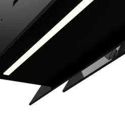 GoodHome AirSensor GHAG60ASBL Black Steel & Glass Angled Cooker Hood (W)59.8cm - Black -Goodhome goodhome airsensor ghag60asbl black steel glass angled cooker hood w 59 8cm black5059340445984 38c