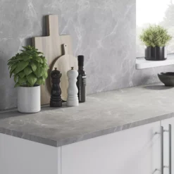 GoodHome Algiata Polished Grey Marble Effect Laminated Chipboard Back Panel, (H)600mm (W)3000mm (T)8mm -Goodhome goodhome algiata polished grey marble effect laminated chipboard back panel h 600mm w 3000mm t 8mm3663602482697 21i