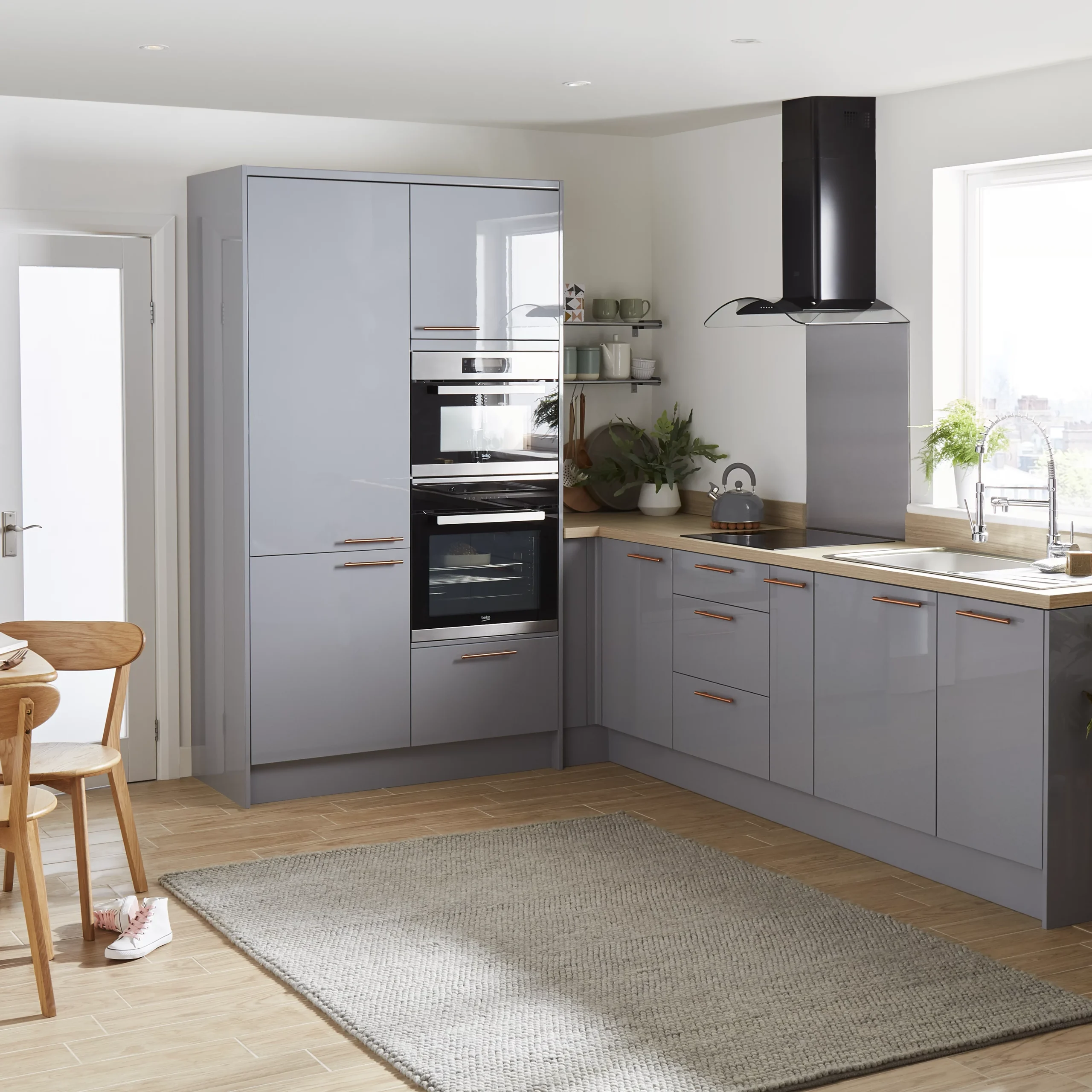 GoodHome Alisma High Gloss Grey Slab Larder/Fridge Cabinet Door (W)300mm (H)1287mm (T)18mm 3 GoodHome Alisma High Gloss Grey Slab Larder/Fridge Cabinet Door (W)300mm (H)1287mm (T)18mm - Image 3
