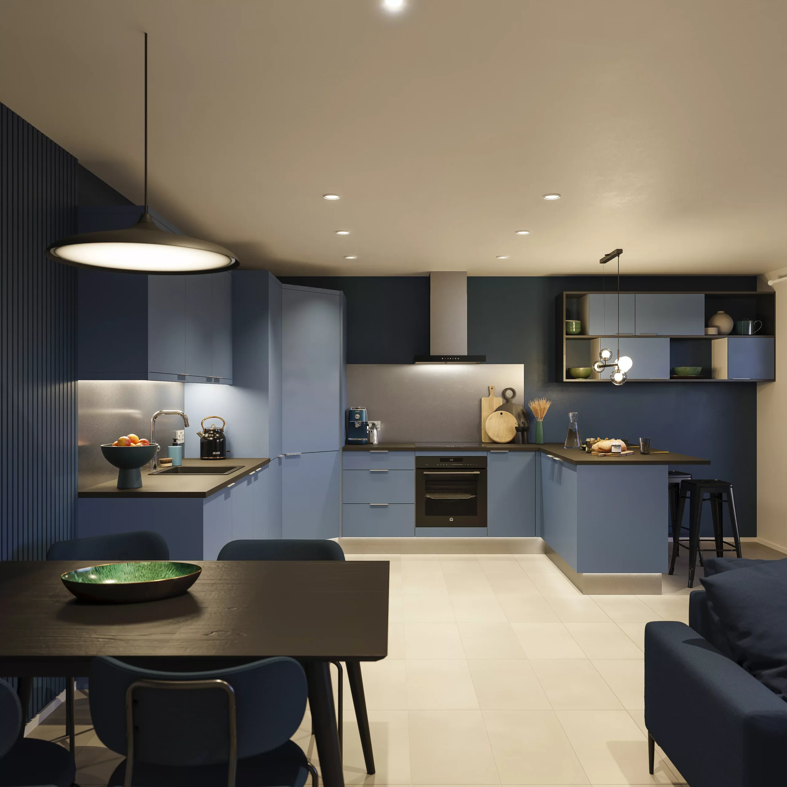 GoodHome Alisma Matt Blue Slab Standard Clad On End Panel (H)715mm (W)595mm 6 GoodHome Alisma Matt Blue Slab Standard Clad On End Panel (H)715mm (W)595mm - Image 6