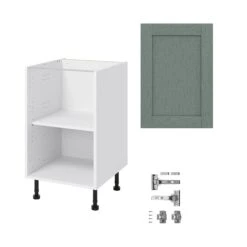 GoodHome Alpinia Matt Green Painted Wood Effect Shaker Base Kitchen Cabinet (W)500mm (H)720mm -Goodhome goodhome alpinia matt green painted wood effect shaker base kitchen cabinet w 500mm h 720mm5059340701660 07c bq