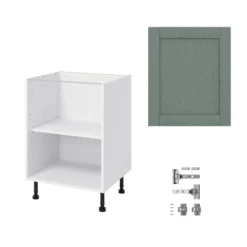 GoodHome Alpinia Matt Green Painted Wood Effect Shaker Base Kitchen Cabinet (W)600mm (H)720mm -Goodhome goodhome alpinia matt green painted wood effect shaker base kitchen cabinet w 600mm h 720mm5059340701677 07c bq