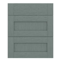GoodHome Alpinia Matt Green Painted Wood Effect Shaker Drawer Front (W)600mm, Pack Of 3