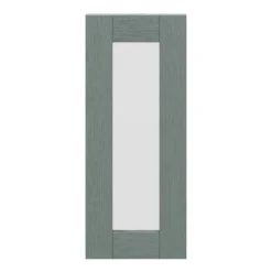 GoodHome Alpinia Matt Green Painted Wood Effect Shaker Glazed Cabinet Door (W)300mm (H)715mm (T)18mm