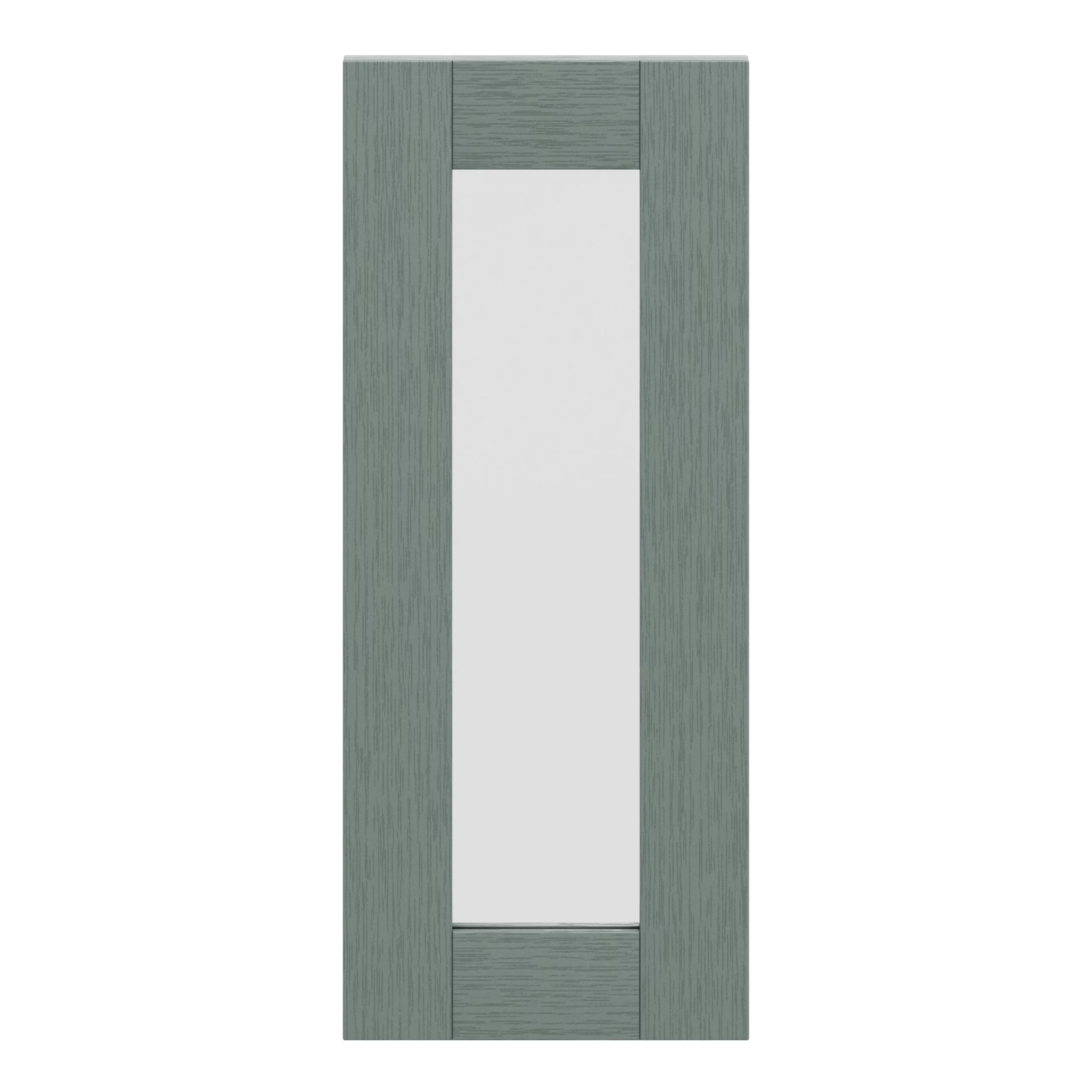GoodHome Alpinia Matt Green Painted Wood Effect Shaker Glazed Cabinet Door (W)300mm (H)715mm (T)18mm 1 GoodHome Alpinia Matt Green Painted Wood Effect Shaker Glazed Cabinet Door (W)300mm (H)715mm (T)18mm