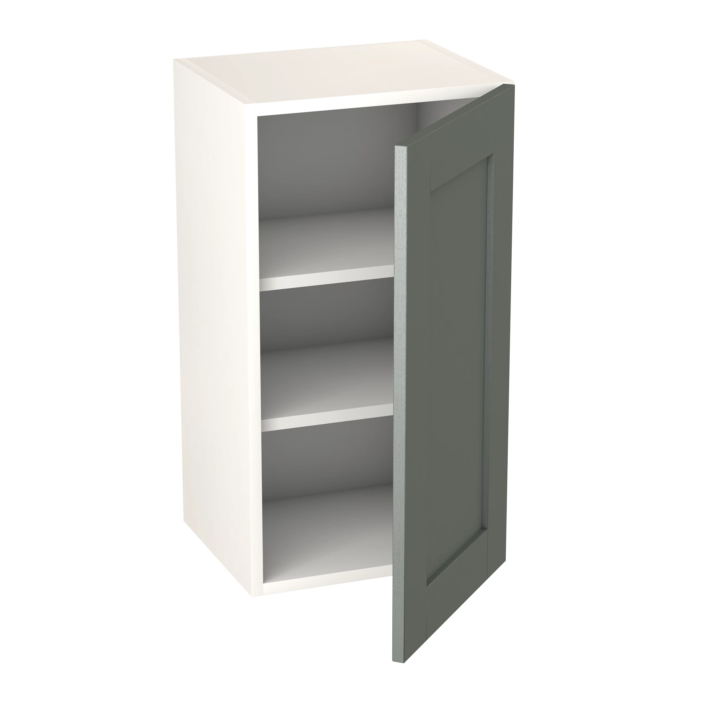 GoodHome Alpinia Matt Green Painted Wood Effect Shaker Wall Kitchen Cabinet (W)400mm (H)720mm 2 GoodHome Alpinia Matt Green Painted Wood Effect Shaker Wall Kitchen Cabinet (W)400mm (H)720mm - Image 2