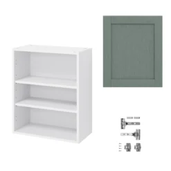 GoodHome Alpinia Matt Green Painted Wood Effect Shaker Wall Kitchen Cabinet (W)600mm (H)720mm -Goodhome goodhome alpinia matt green painted wood effect shaker wall kitchen cabinet w 600mm h 720mm5059340701738 07c bq