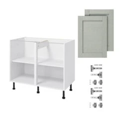 GoodHome Alpinia Matt Grey Painted Wood Effect Shaker Base Kitchen Cabinet (W)1000mm (H)720mm -Goodhome goodhome alpinia matt grey painted wood effect shaker base kitchen cabinet w 1000mm h 720mm5059340701868 07c bq