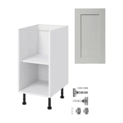 GoodHome Alpinia Matt Grey Painted Wood Effect Shaker Base Kitchen Cabinet (W)400mm (H)720mm -Goodhome goodhome alpinia matt grey painted wood effect shaker base kitchen cabinet w 400mm h 720mm5059340701875 07c bq