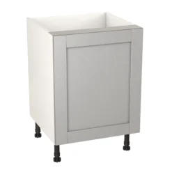 GoodHome Alpinia Matt Grey Painted Wood Effect Shaker Base Kitchen Cabinet (W)600mm (H)720mm