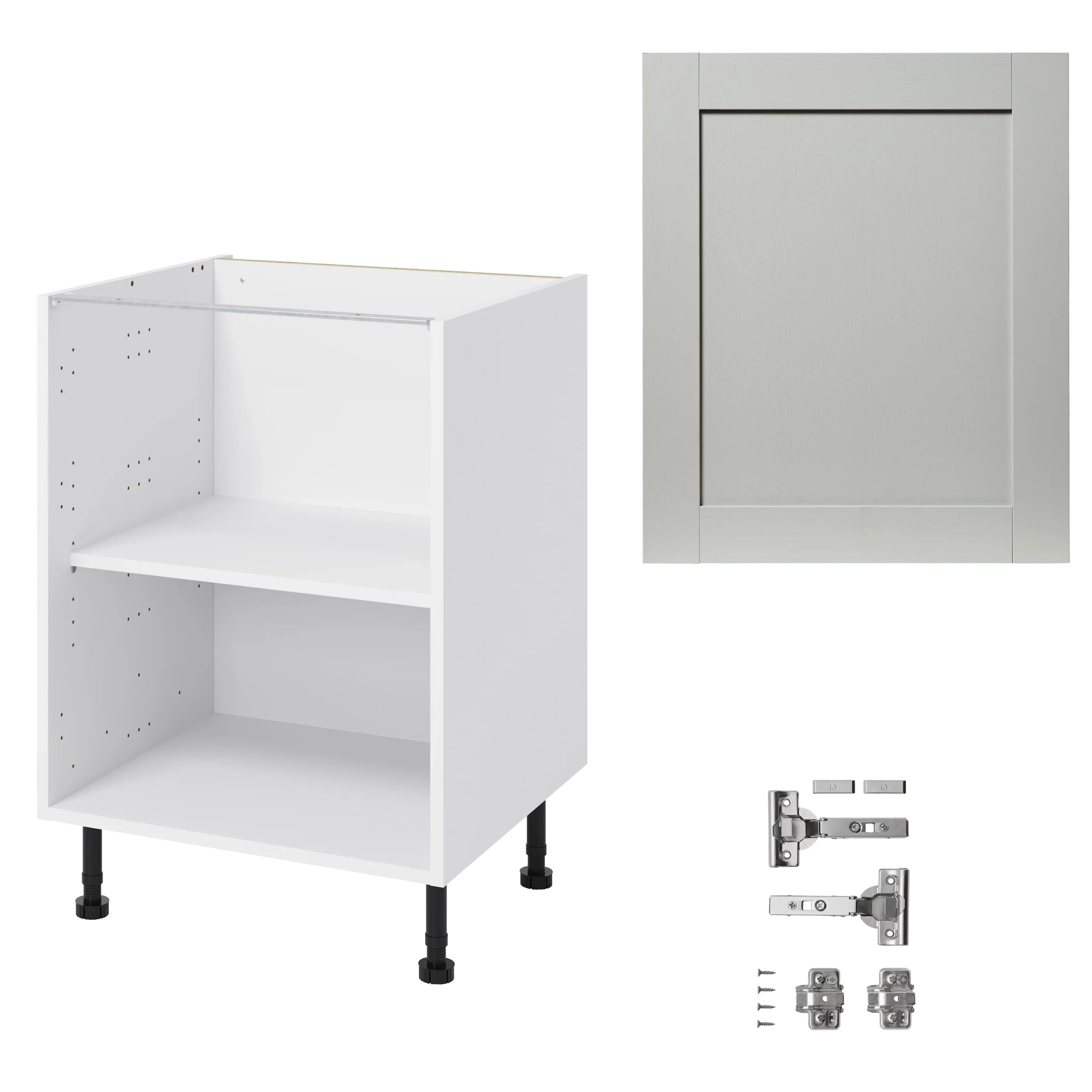 GoodHome Alpinia Matt Grey Painted Wood Effect Shaker Base Kitchen Cabinet (W)600mm (H)720mm 3 GoodHome Alpinia Matt Grey Painted Wood Effect Shaker Base Kitchen Cabinet (W)600mm (H)720mm - Image 3