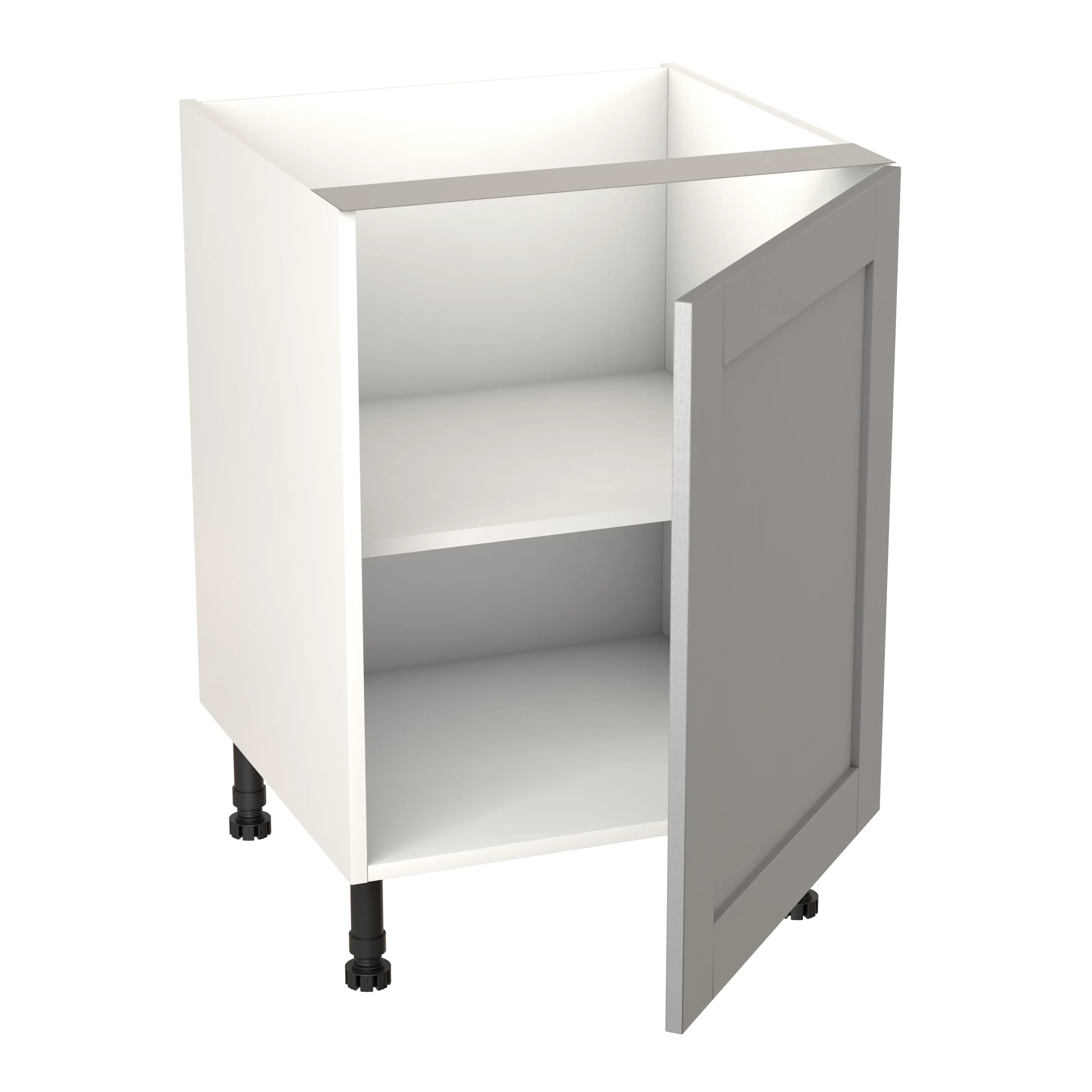 GoodHome Alpinia Matt Grey Painted Wood Effect Shaker Base Kitchen Cabinet (W)600mm (H)720mm 2 GoodHome Alpinia Matt Grey Painted Wood Effect Shaker Base Kitchen Cabinet (W)600mm (H)720mm - Image 2