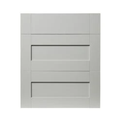 GoodHome Alpinia Matt Grey Painted Wood Effect Shaker Drawer Front (W)600mm, Pack Of 3