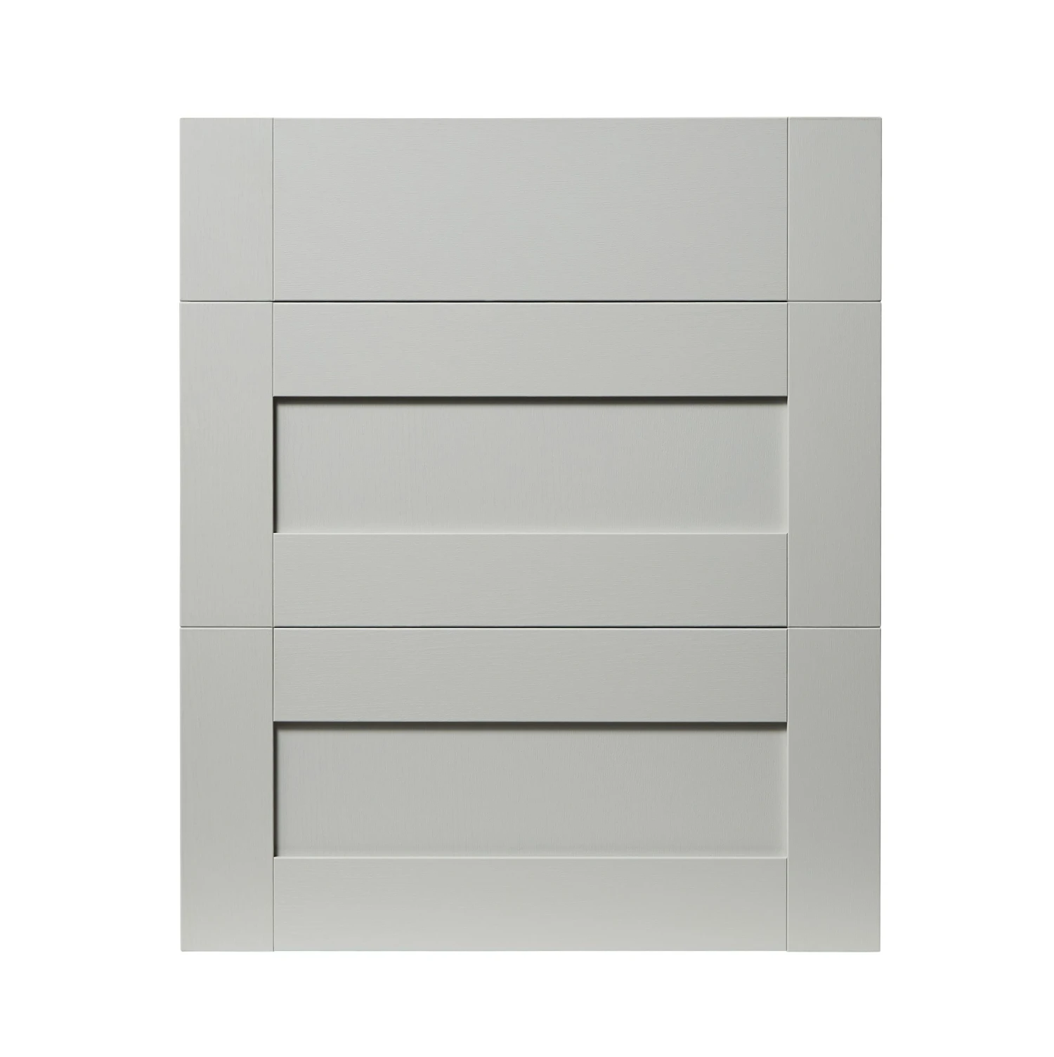 GoodHome Alpinia Matt Grey Painted Wood Effect Shaker Drawer Front (W)600mm, Pack Of 3 1 GoodHome Alpinia Matt Grey Painted Wood Effect Shaker Drawer Front (W)600mm, Pack Of 3