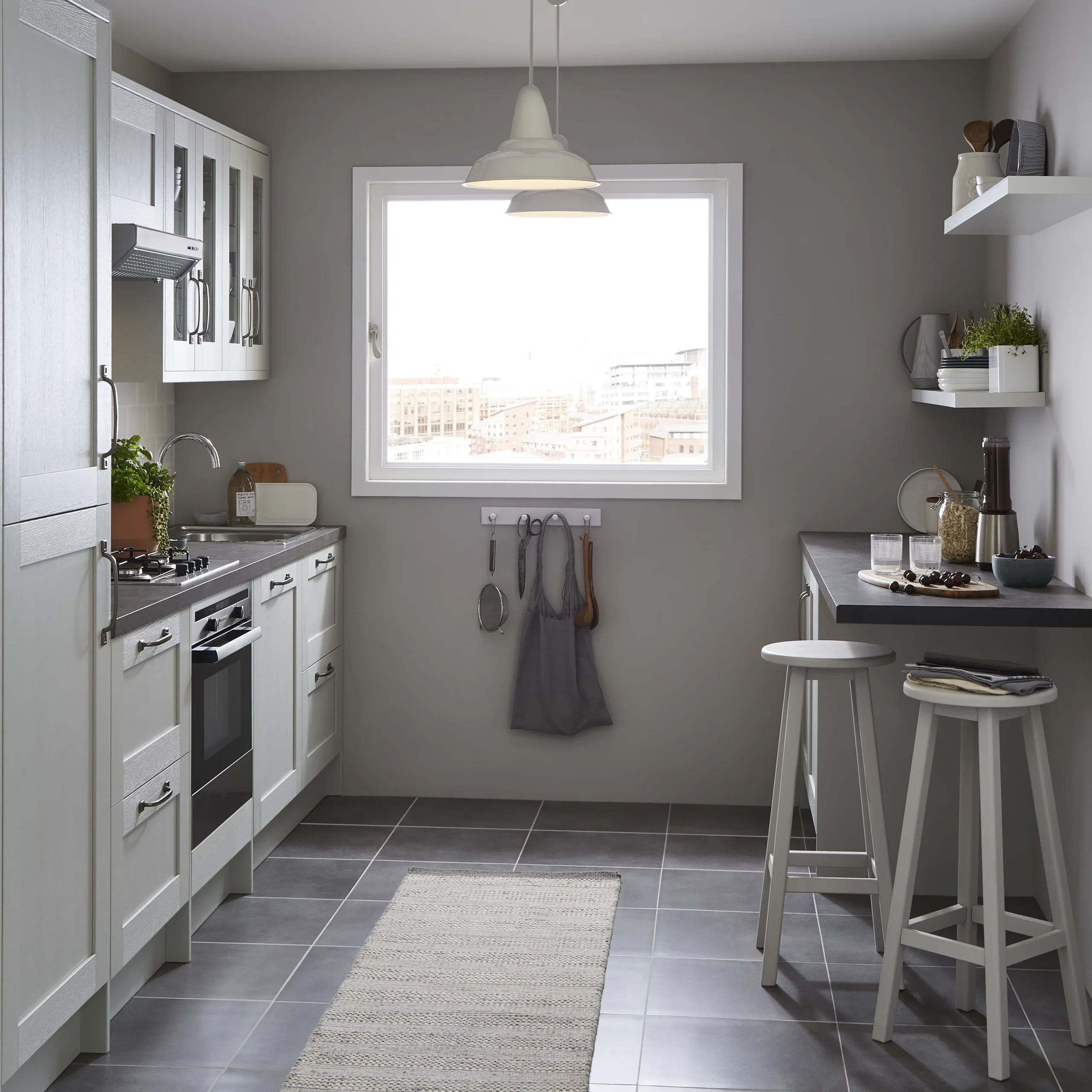 GoodHome Alpinia Matt Grey Painted Wood Effect Shaker Tall Appliance & Larder End Panel (H)2190mm (W)570mm, Set 3 GoodHome Alpinia Matt Grey Painted Wood Effect Shaker Tall Appliance & Larder End Panel (H)2190mm (W)570mm, Set - Image 3