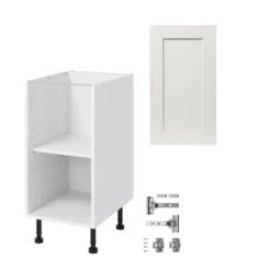 GoodHome Alpinia Matt Ivory Painted Wood Effect Shaker Base Kitchen Cabinet (W)400mm (H)720mm -Goodhome goodhome alpinia matt ivory painted wood effect shaker base kitchen cabinet w 400mm h 720mm5059340701769 07c bq