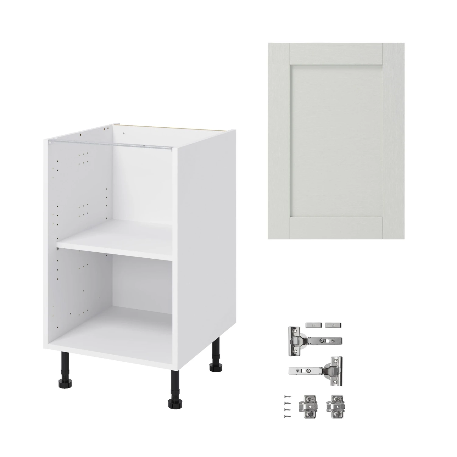 GoodHome Alpinia Matt Ivory Painted Wood Effect Shaker Base Kitchen Cabinet (W)500mm (H)720mm 3 GoodHome Alpinia Matt Ivory Painted Wood Effect Shaker Base Kitchen Cabinet (W)500mm (H)720mm - Image 3