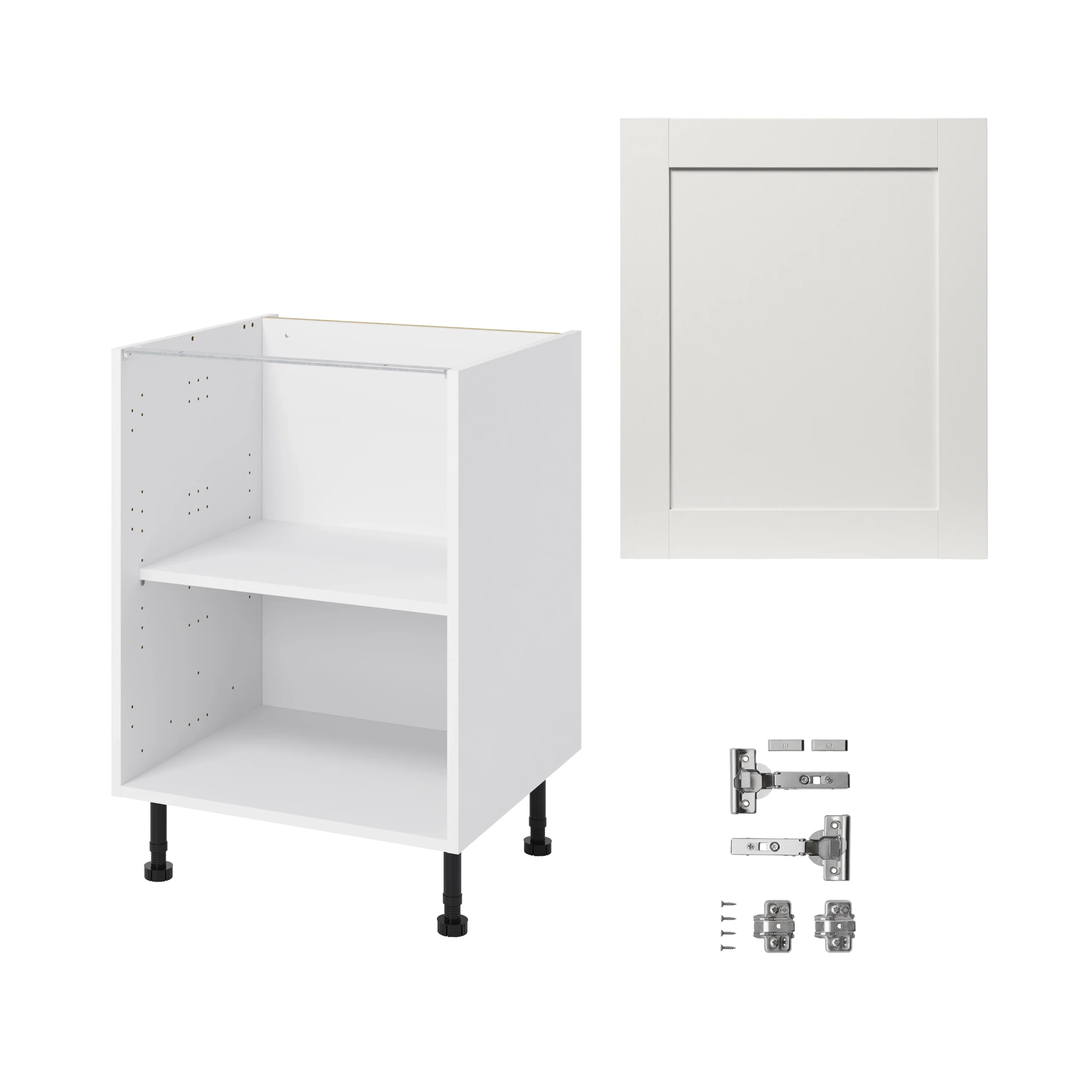 GoodHome Alpinia Matt Ivory Painted Wood Effect Shaker Base Kitchen Cabinet (W)600mm (H)720mm 3 GoodHome Alpinia Matt Ivory Painted Wood Effect Shaker Base Kitchen Cabinet (W)600mm (H)720mm - Image 3