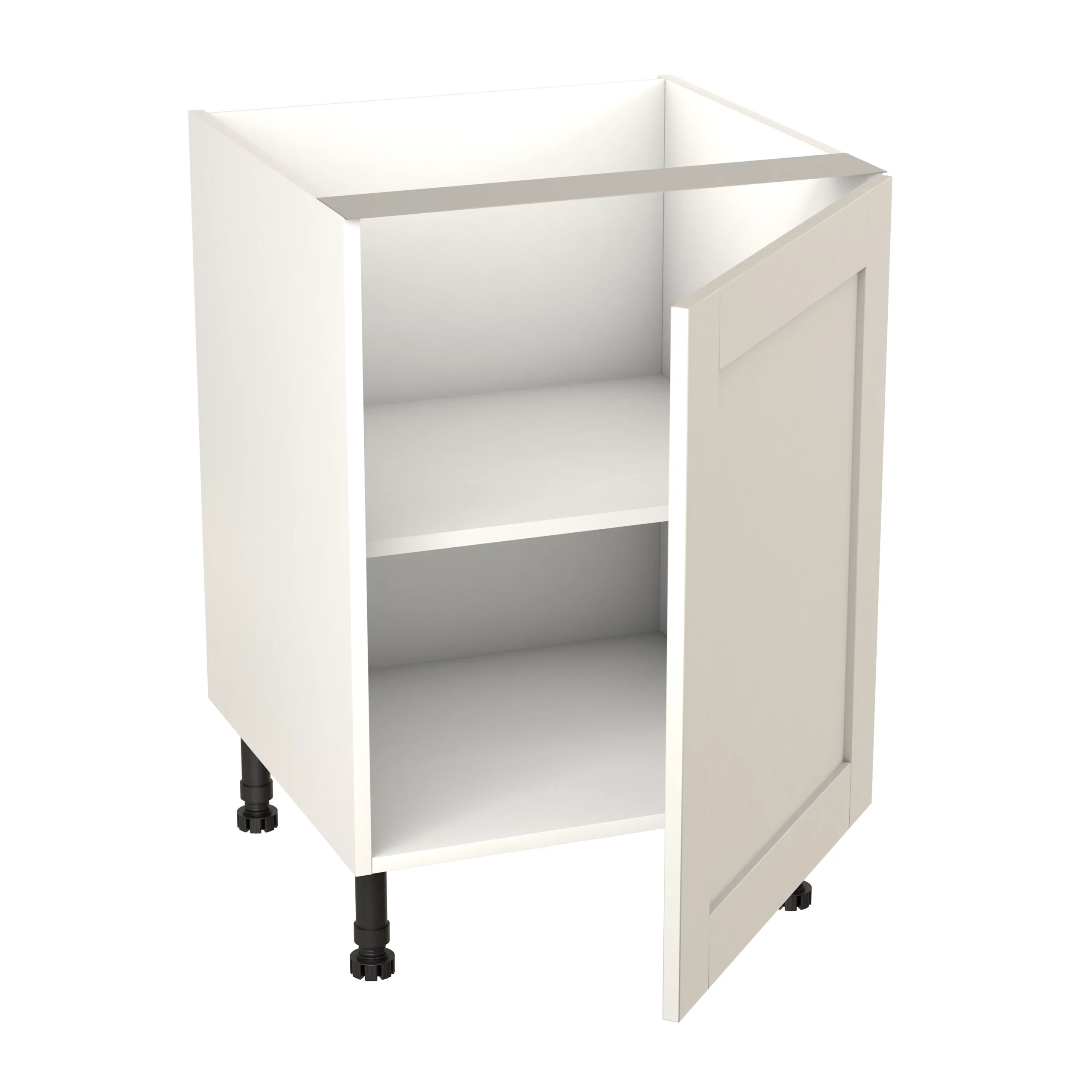 GoodHome Alpinia Matt Ivory Painted Wood Effect Shaker Base Kitchen Cabinet (W)600mm (H)720mm 2 GoodHome Alpinia Matt Ivory Painted Wood Effect Shaker Base Kitchen Cabinet (W)600mm (H)720mm - Image 2