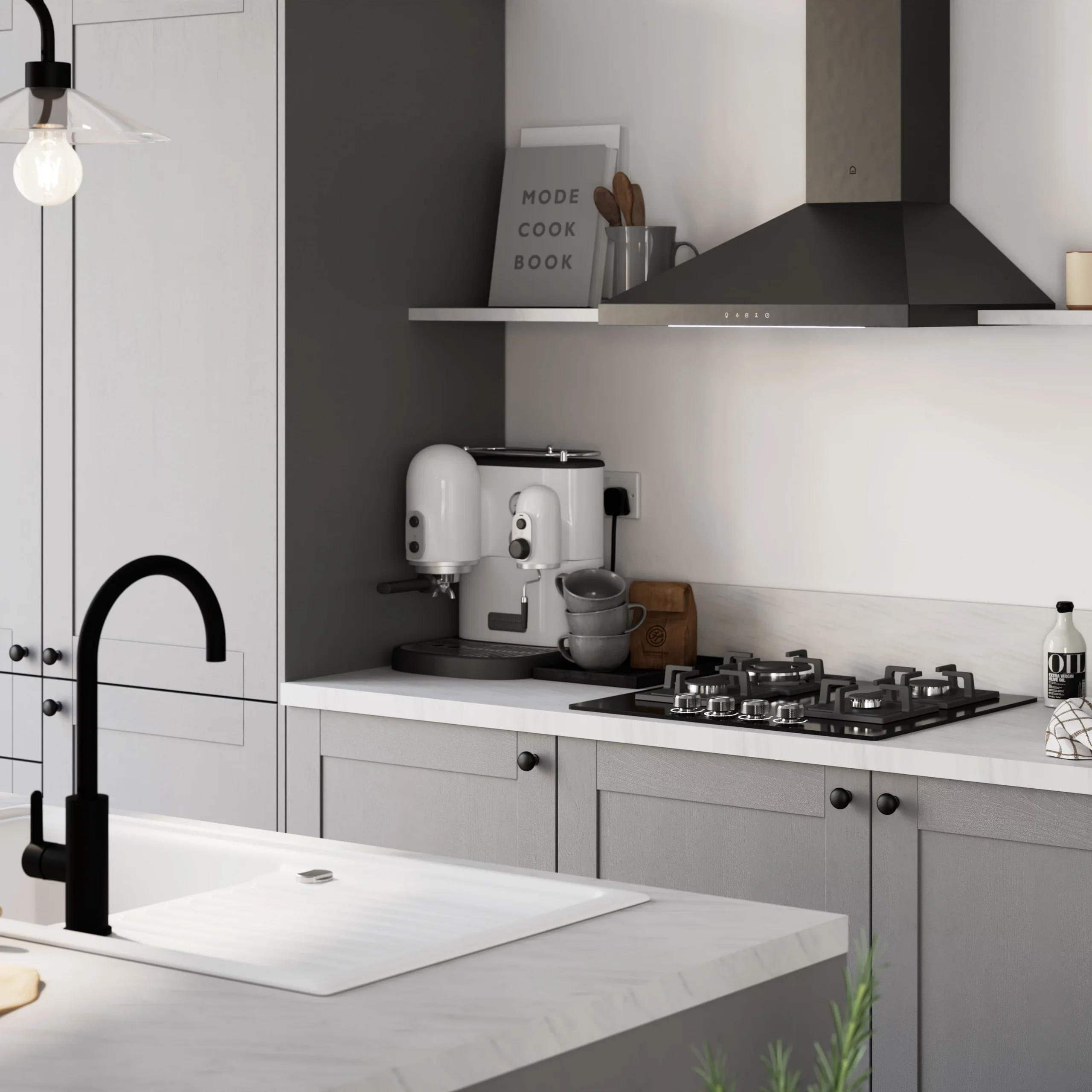 GoodHome Alpinia Matt Slate Grey Painted Wood Effect Shaker Tall Appliance & Larder Clad On End Panel (H)2400mm (W)610mm 6 GoodHome Alpinia Matt Slate Grey Painted Wood Effect Shaker Tall Appliance & Larder Clad On End Panel (H)2400mm (W)610mm - Image 6