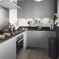 GoodHome Alpinia Matt Slate Grey Painted Wood Effect Shaker Tall Wall End Panel (H)900mm (W)320mm -Goodhome goodhome alpinia matt slate grey painted wood effect shaker tall wall end panel h 900mm w 320mm5059340129624 20i