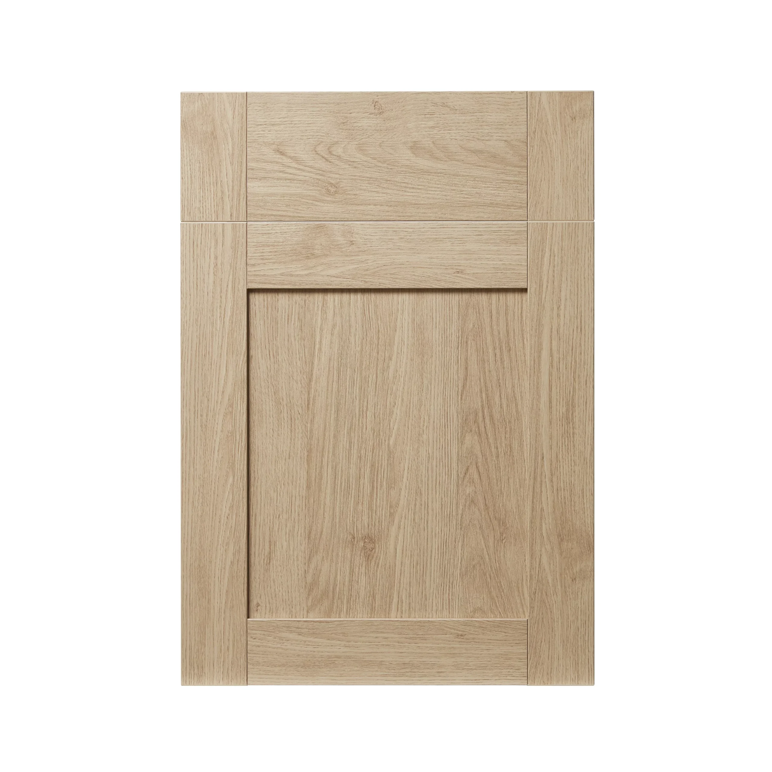 GoodHome Alpinia Oak Effect Shaker Drawerline Cabinet Door, (W)500mm (H)715mm (T)18mm 1 GoodHome Alpinia Oak Effect Shaker Drawerline Cabinet Door, (W)500mm (H)715mm (T)18mm