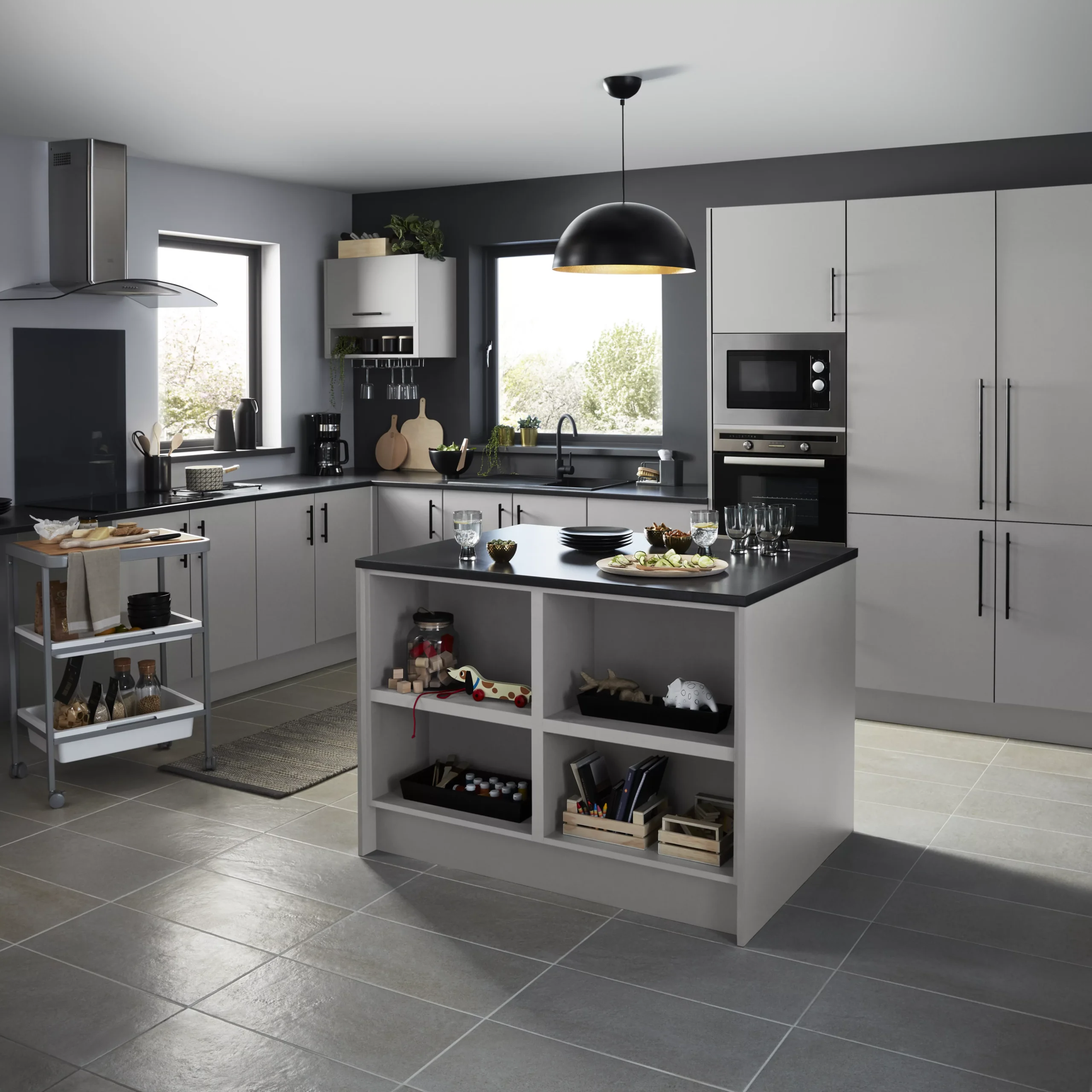 GoodHome Balsamita Matt Grey Slab Base Kitchen Cabinet (W)500mm (H)720mm 4 GoodHome Balsamita Matt Grey Slab Base Kitchen Cabinet (W)500mm (H)720mm - Image 4