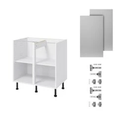 GoodHome Balsamita Matt Grey Slab Base Kitchen Cabinet (W)800mm (H)720mm -Goodhome goodhome balsamita matt grey slab base kitchen cabinet w 800mm h 720mm5059340702124 07c bq