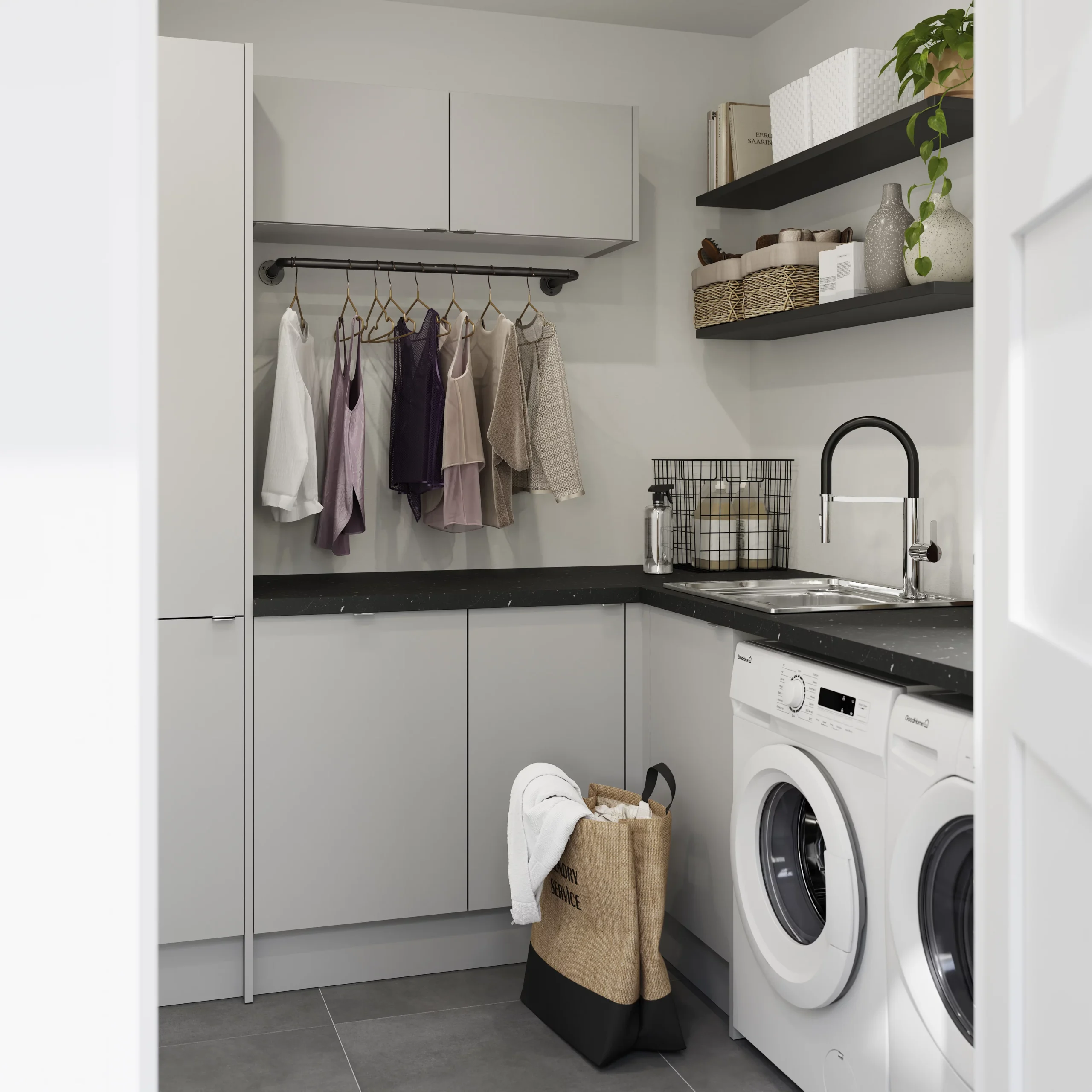 GoodHome Balsamita Matt Grey Slab Drawerline Cabinet Door, (W)400mm (H)356mm (T)16mm 14 GoodHome Balsamita Matt Grey Slab Drawerline Cabinet Door, (W)400mm (H)356mm (T)16mm - Image 14