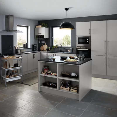 GoodHome Balsamita Matt Grey Slab Drawerline Cabinet Door, (W)400mm (H)356mm (T)16mm 5 GoodHome Balsamita Matt Grey Slab Drawerline Cabinet Door, (W)400mm (H)356mm (T)16mm - Image 5